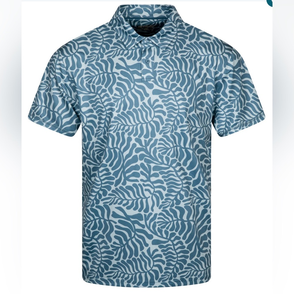 Men's Blue Leaf Pattern Casual Shirt